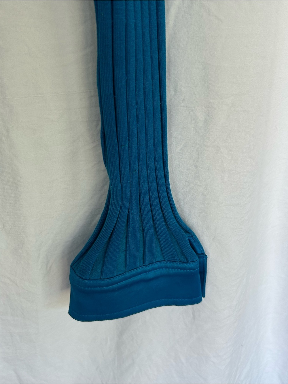 Vintage Caché Y2K Blue Silk-Blend Ribbed Zip-Up Collared Long Sleeve Top Size L - Picture 8 of 11